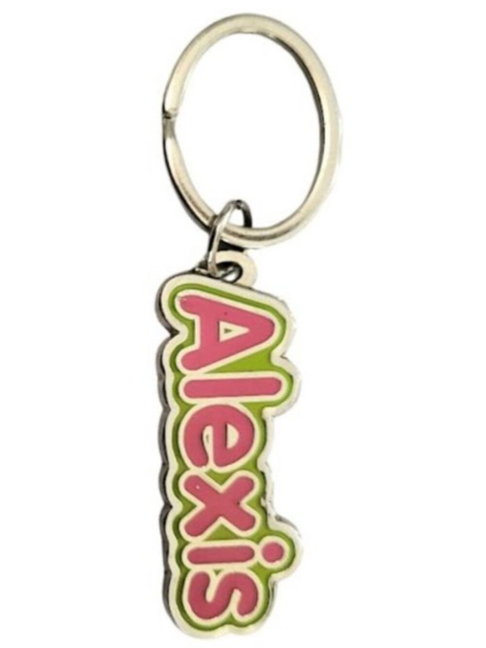 SWIBCO NW0T Pink & Green Galaxy Keychain Silver Metal Personalized Name - ALEXIS